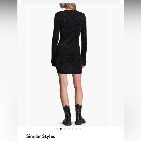 ALLSAINTS Sparkle Long Sleeve Body-Con Minidress Black Small - Picture 5 of 10